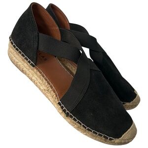 Fabiolas Espadrilles black Suede Woven Jute Edge Rubber Sole sandals Size 39